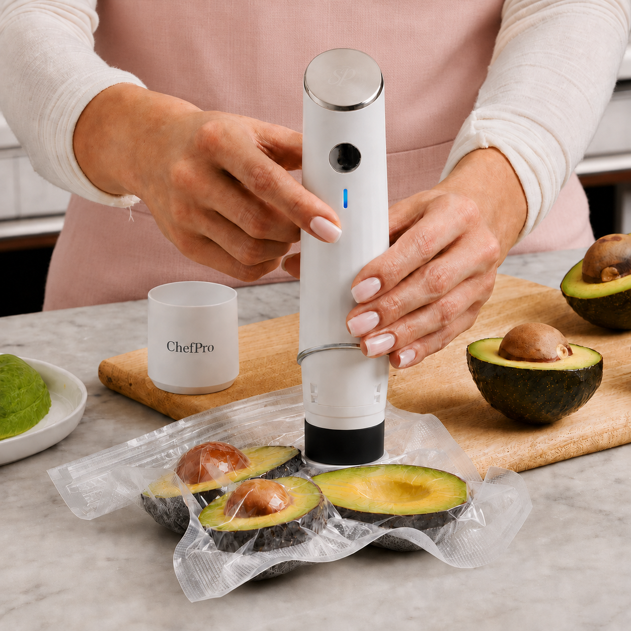 Chef Pro vacuum sealer in use